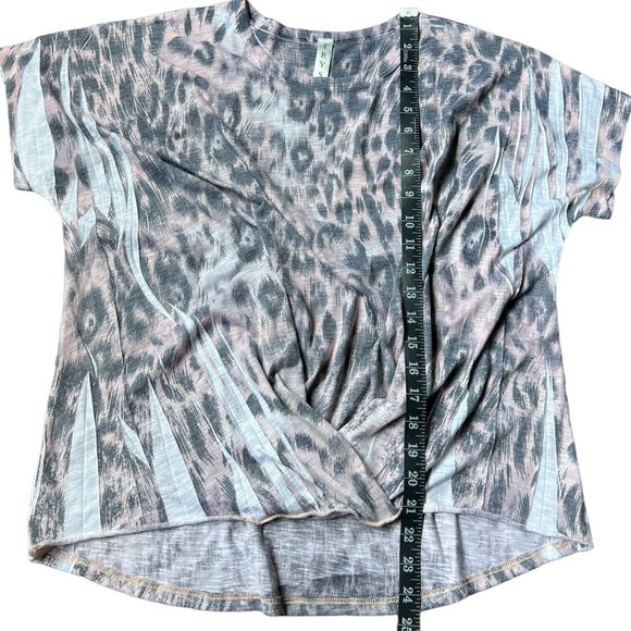 Tryst Shirt Womens Large Top Leopard Print Twist Hem Short Sleeve Round Neck L - Picture 10 of 10